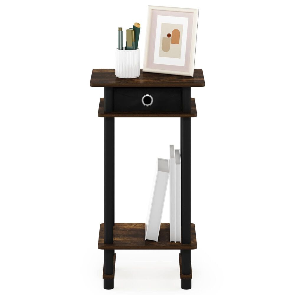 HOMLUX Turn-N-Tube Tall End Table in Amber Pine and Black, , large