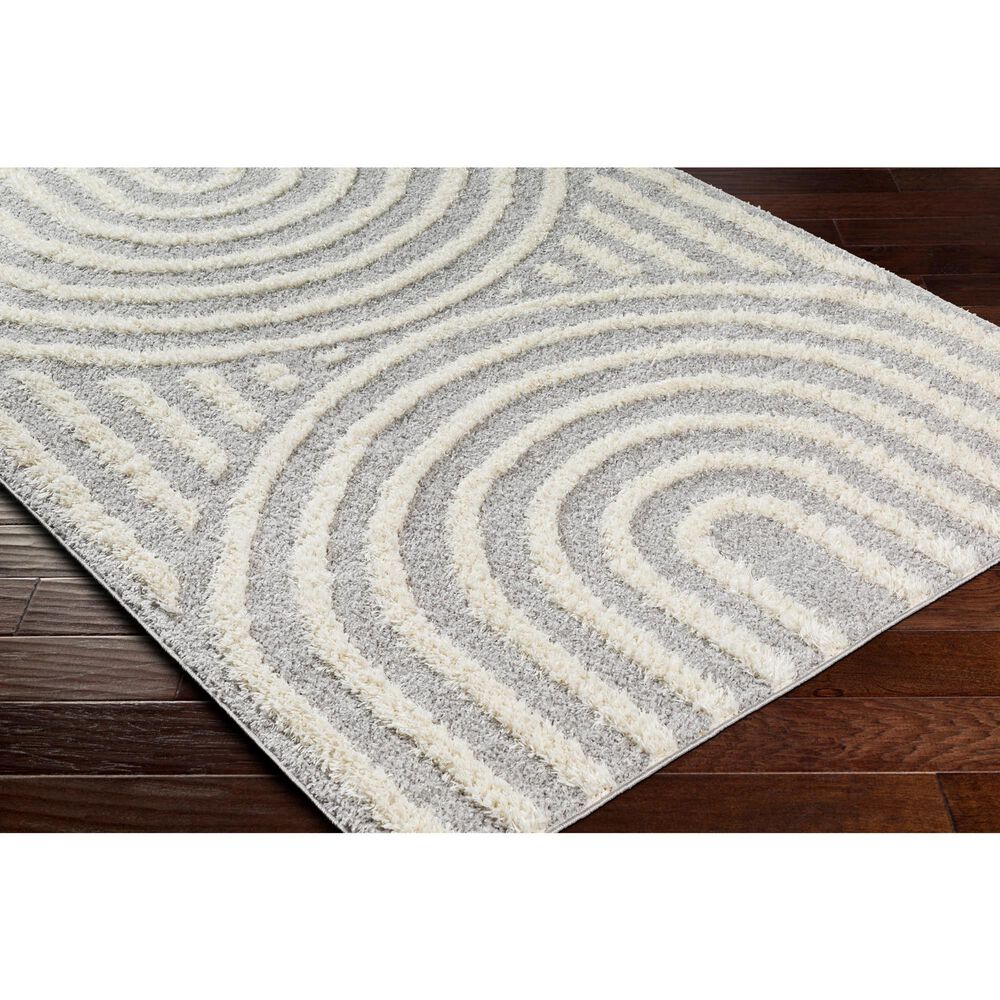 Surya Rodos RDO2330 5&#39;3&quot; x 7&#39; Light Slate, White Area Rug, , large