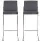 Lumisource Fuji Stackable Barstool with Grey Faux Leather Cushion in Stainless Steel (Set of 2), , large