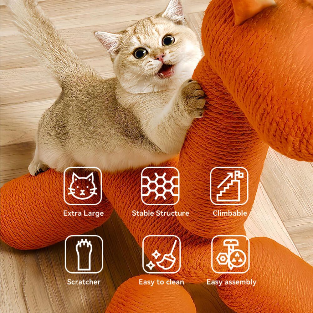 HOMLUX Giraffe Cat Tower Climb Toy Play Center in Orange, , large