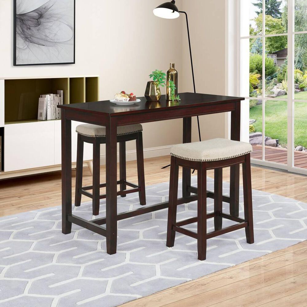 Linon Home Decor Claridge Counter Height Pub Table in Rich Brown - Table Only, , large