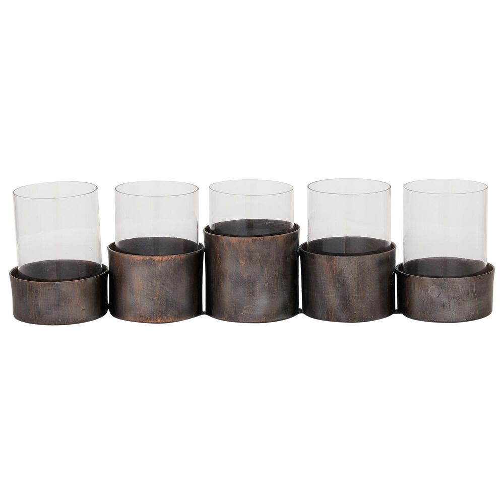 Maple and Jade Modern Candle Holder in Distressed Black, , large
