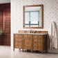 James Martin Vanities Brittany 60" Single Bathroom Vanity in Saddle Brown with 3 cm Eternal Jasmine Pearl Silestone Top, Rectangular Sink and FreePower Wireless Charger, , large