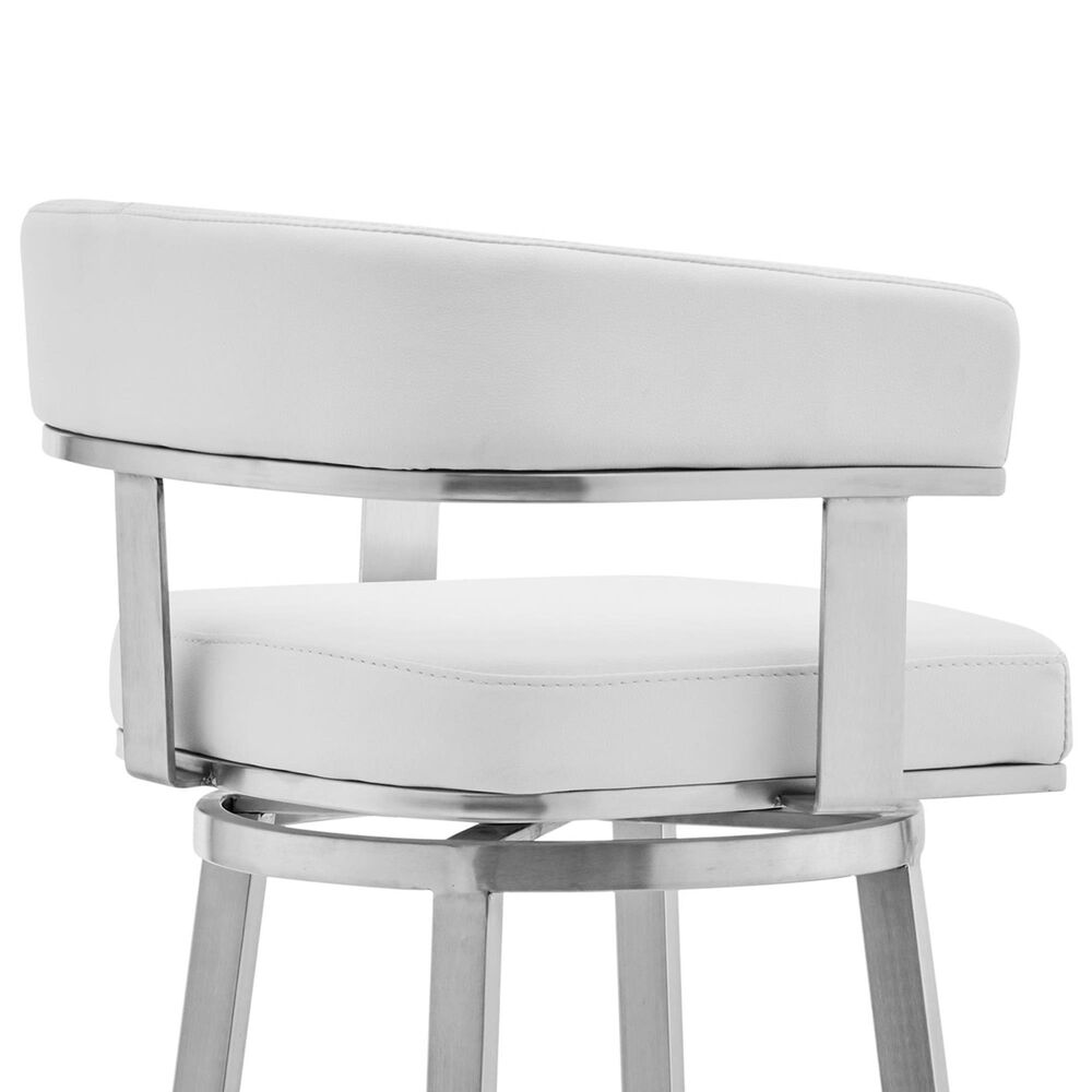 Blue River Lorin 26&quot; Swivel Counter Stool with White Cushion in Stainless Steel, , large