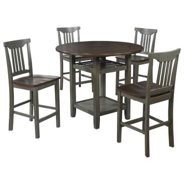 Valor Living Berkley 5-Piece Round Dining Set in Slate Gray, , large