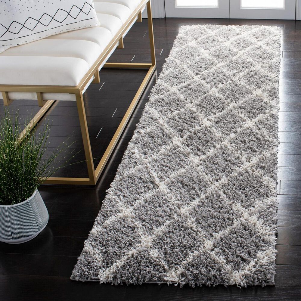 Safavieh Venus Shag VNS681J 2&#39;2&quot; x 8&#39; Grey and Ivory Runner, , large