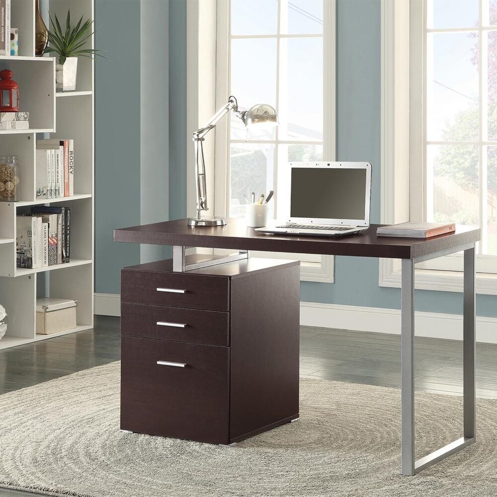 Pacific Landing Hilliard Writing Desk with File Drawer in Cappuccino, , large