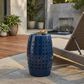 Hearth and Haven Lilac Outdoor Metal Side Table with Cylindrical Design in Dark Blue, , large