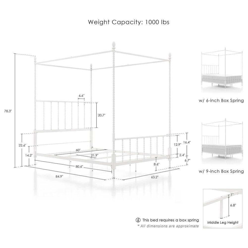 Furniture of America Elliot Queen Canopy Bed in White, , large