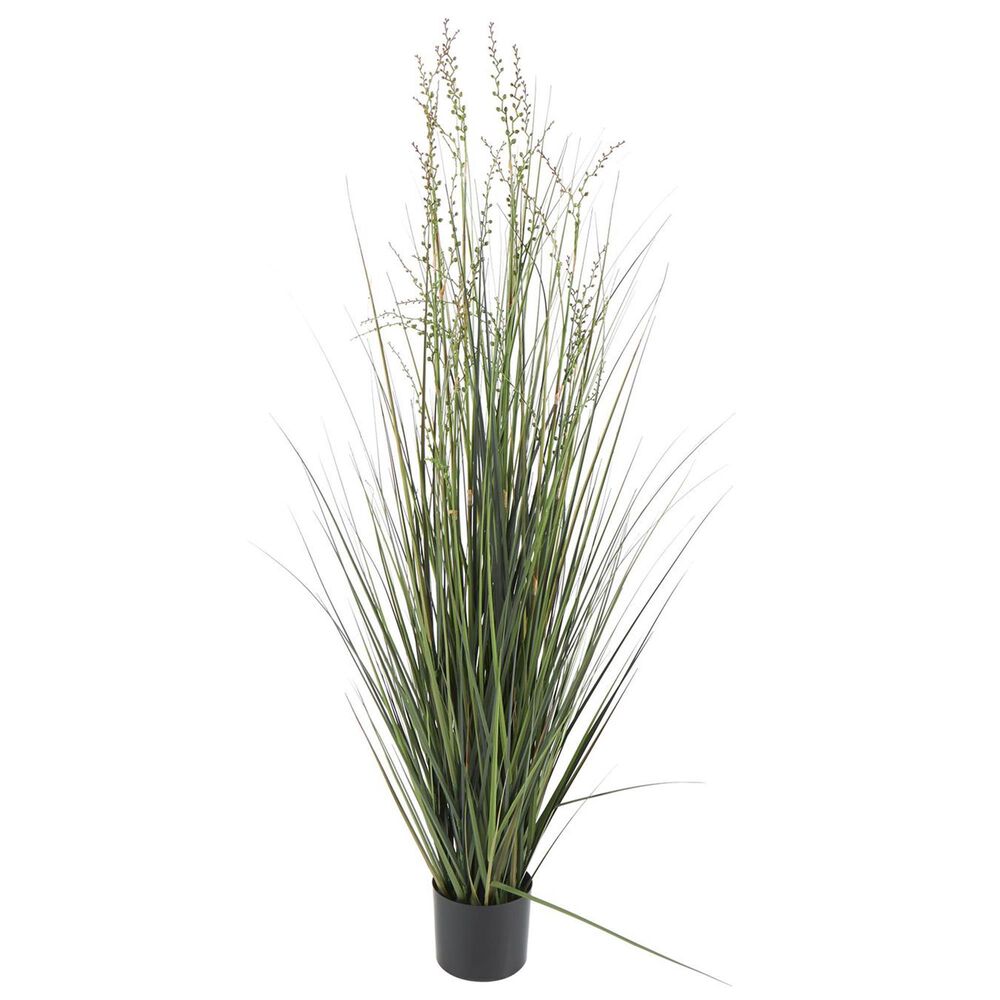 Maple and Jade 60&quot; Indoor/Outdoor Tall Artificial Onion Grass with Black Plastic Pot in Green, , large