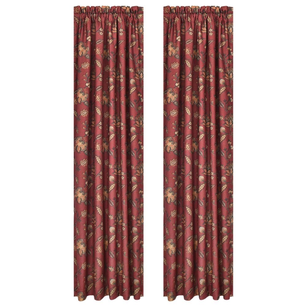 J. Queen New York Bari 100" x 84" Window Panel Pair in Light Green, Gold and Red, , large