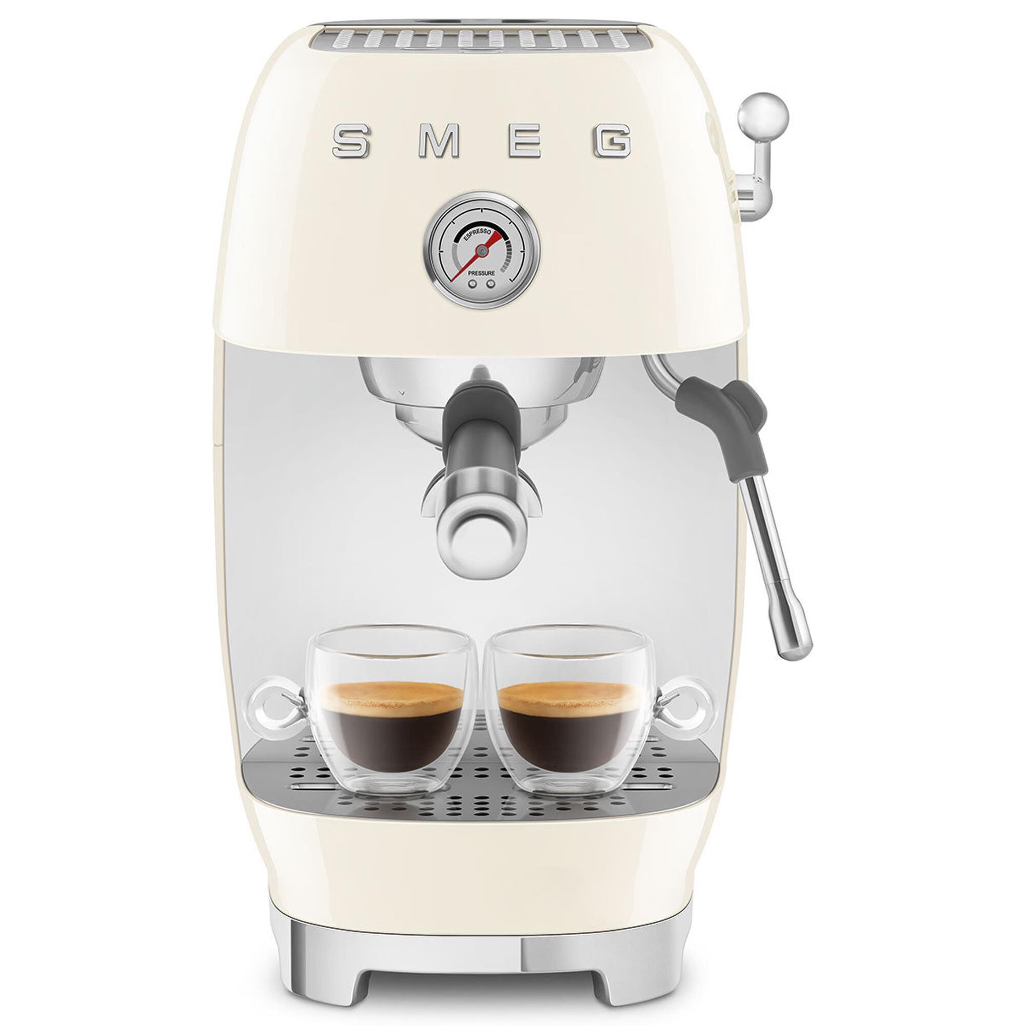 SMEG Retro Style 47 Oz Espresso and Cold Brew Coffee Machine in Cream