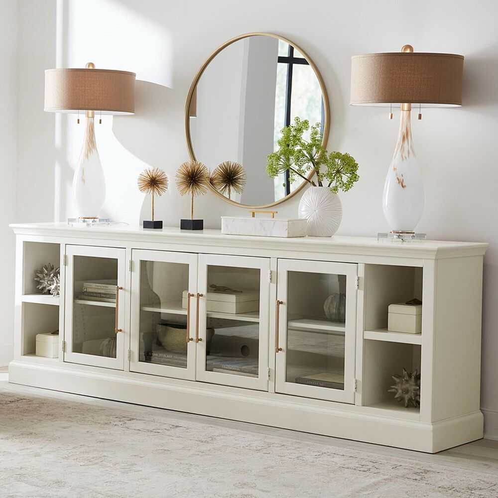 Riva Ridge Byron 98&quot; TV Console with 4 Doors in White, , large
