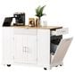 HOMLUX 47" Fluted Kitchen Island with Trash Can Storage Cabinet in White and Natural, , large