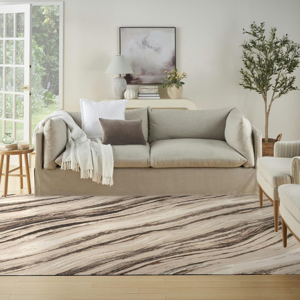 Nourison Sustainable Trends SUT05 6&#39; x 9&#39; Beige and Grey Area Rug, , large
