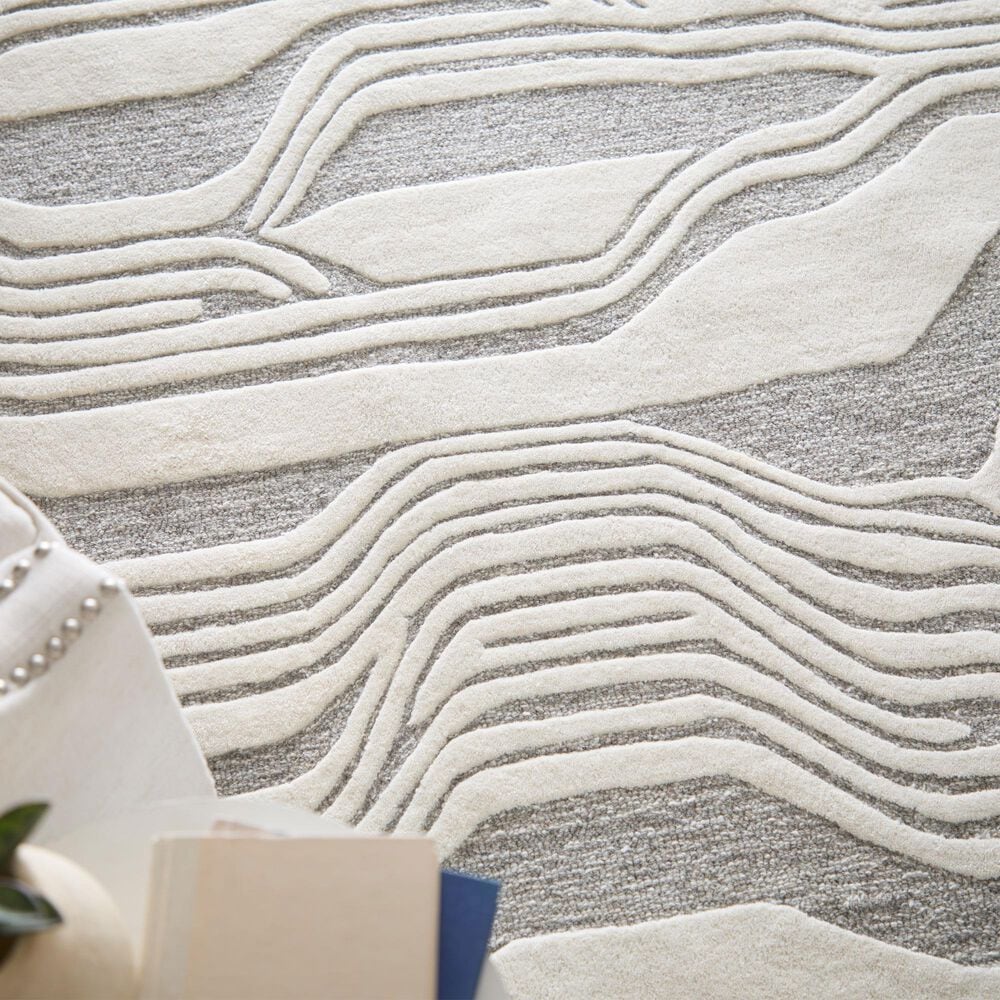 Feizy Kimball Gray and Ivory 3&#39;6&quot; x 5&#39;6&quot; Area Rug, , large