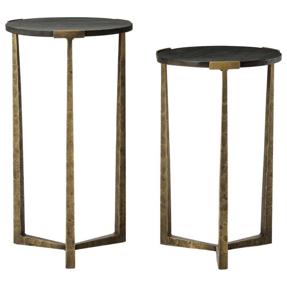 Mercana Atticus 2-Piece Nesting Accent Table Set in Antiqued Gold and Black, , large