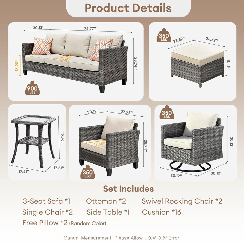 HOMLUX 8-Piece Outdoor Patio Furniture in  Beige, , large