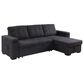 HOMLUX 95"W Reversible Sleeper Sectional Sofa with Storage Chaise, Cup Holders, USB, in Black, , large