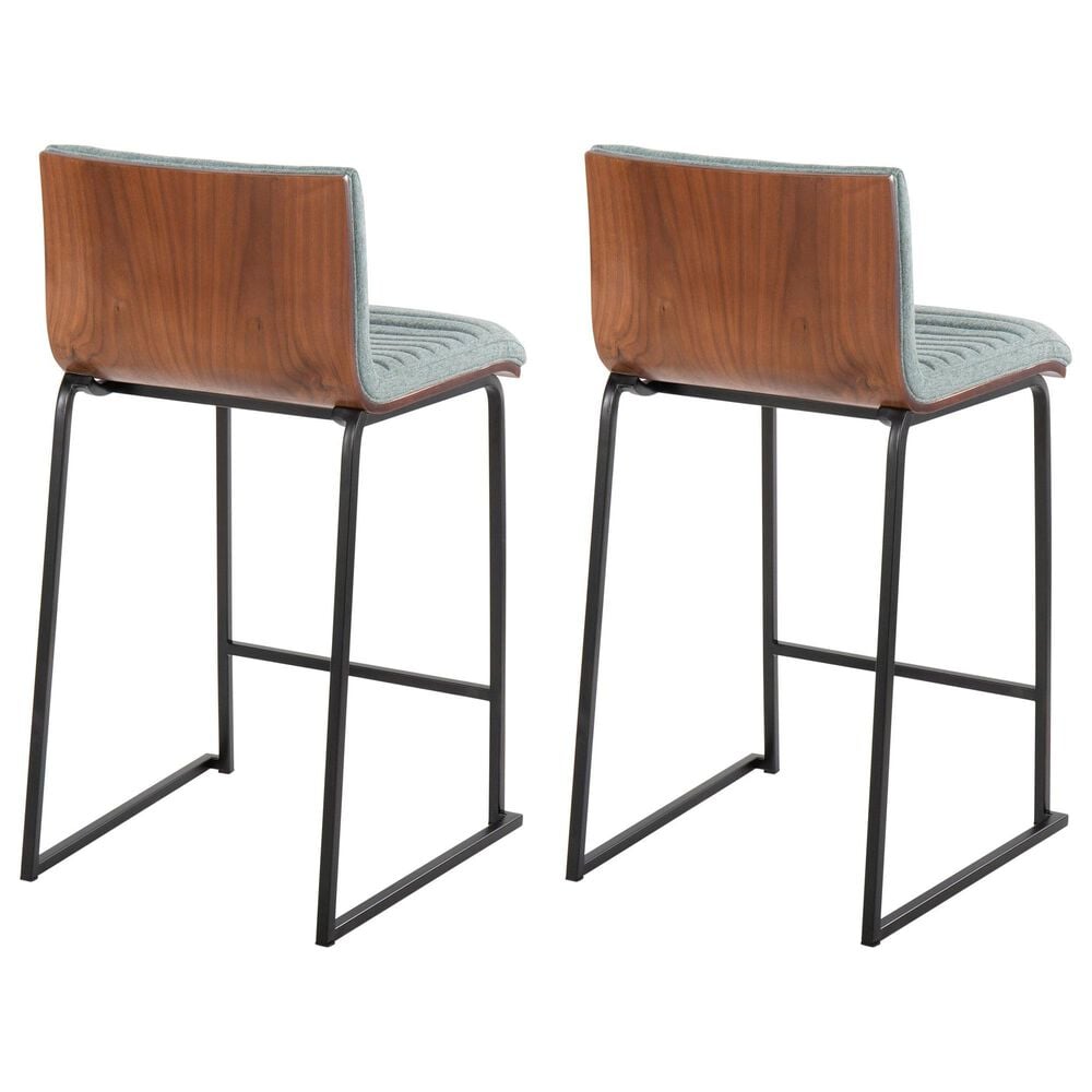 Lumisource Mason Mara Counter Stool with Green Cushion in Black and Walnut &#40;Set of 2&#41;, , large