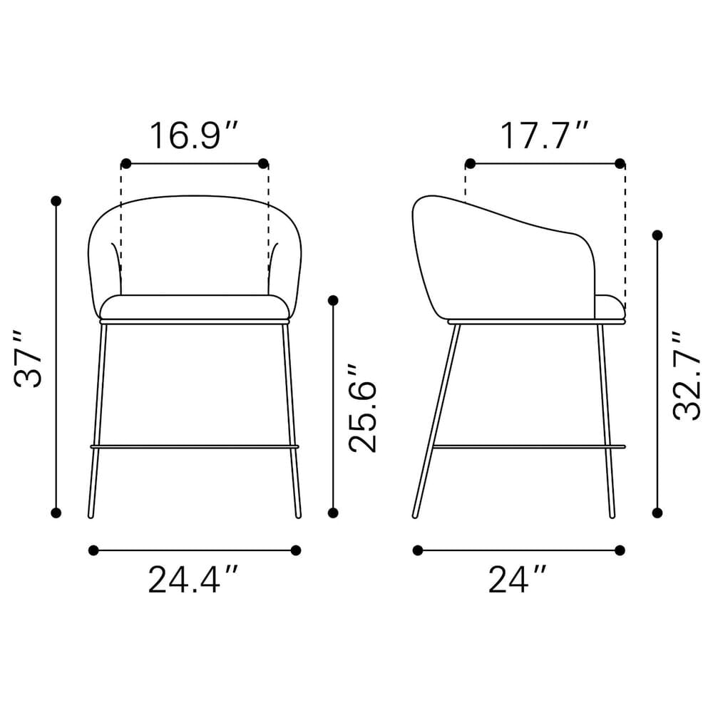 Zuo Modern Essen Counter Stool in Black &amp; Bronze, , large