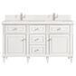 James Martin Vanities Lorelai 60" Double Vanity in Bright White with Single Hole and 3 cm White Zeus Quartz Top & Backsplash, , large