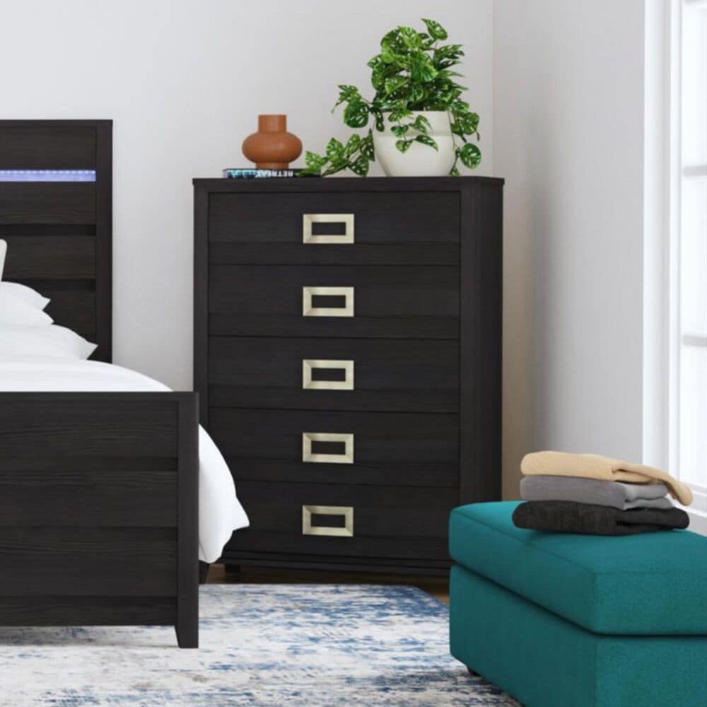 Mayberry Hill Tobias 5-Drawer Chest in Black, , large