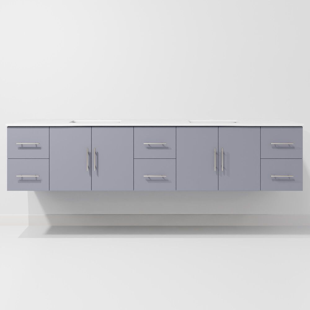 Lexora Home Geneva 84" Double Bathroom Vanity in Dark Grey with 2 cm White Cultured Marble Top and Rectangular Sinks, , large