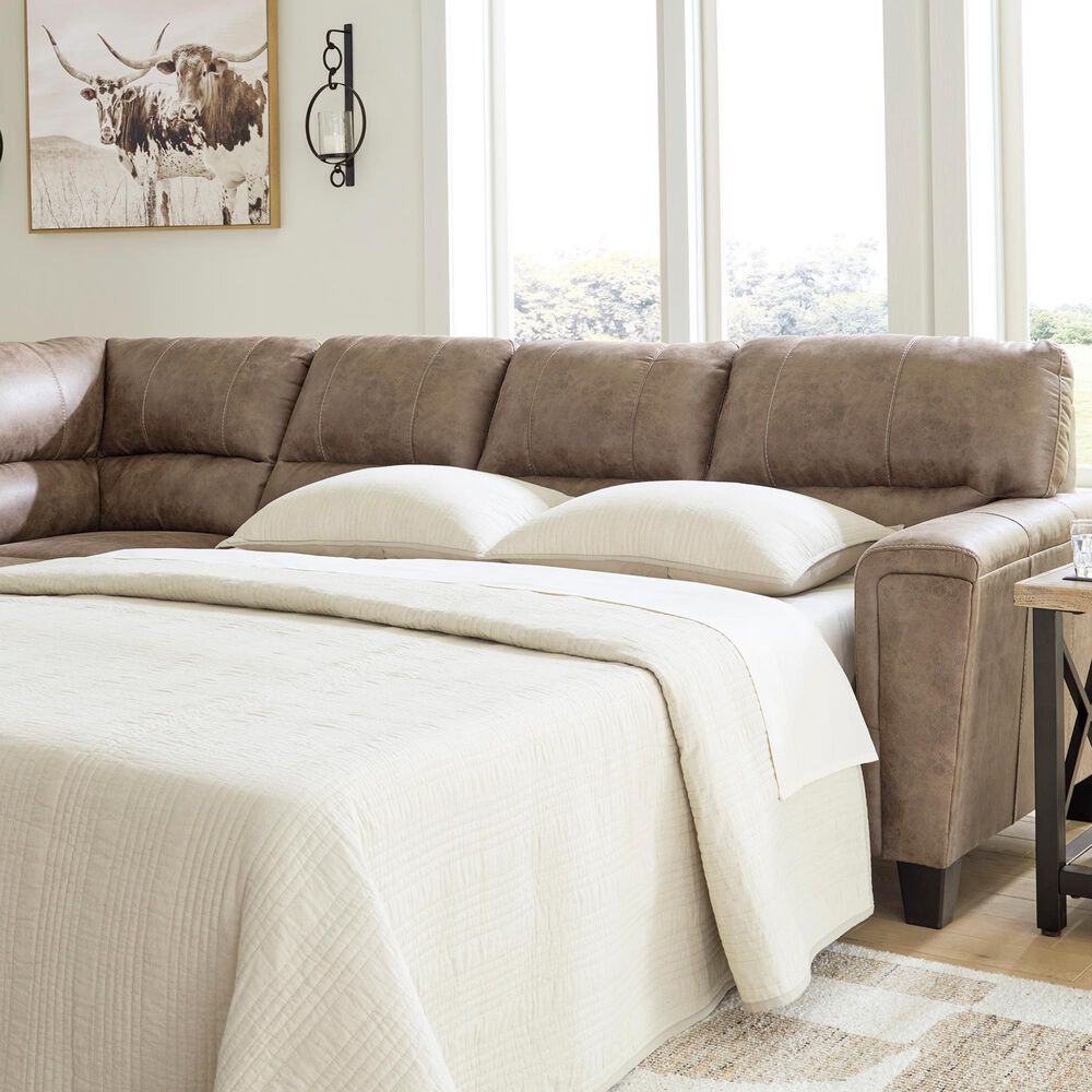 Ashley Navi 2-Piece Right Facing Stationary Sleeper Sectional in Fossil, , large