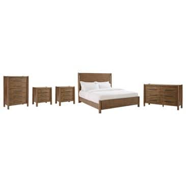 Riverside Furniture Henderson Queen Platform Panel Bed with Dresser Chest and 2 Nightstands in Toasted Pecan, , large