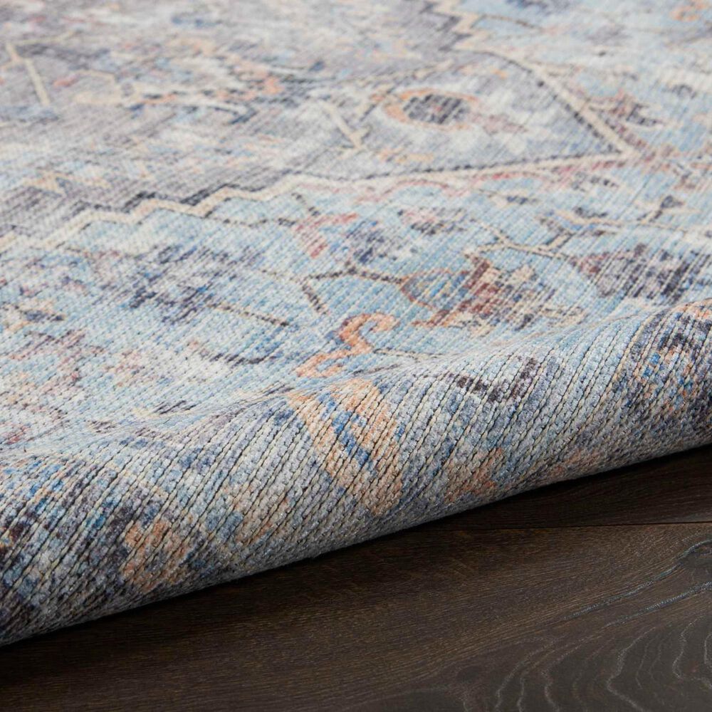 57 Grand by Nicole Curtis Series 1 2&#39; x 6&#39; Light Grey and Blue Runner, , large