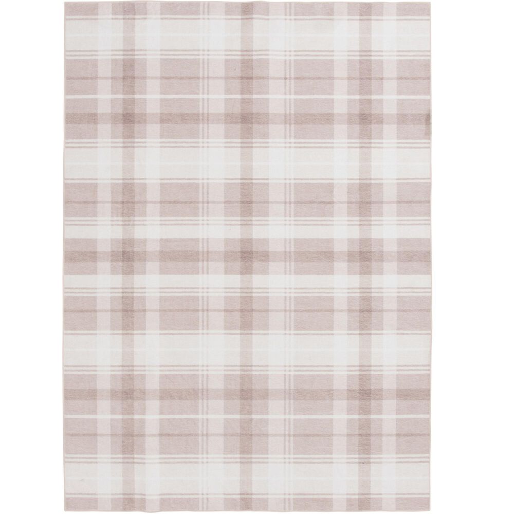 Central Oriental Rugease Plaid 5" x 7" Beige and Ivory Area Rug, , large
