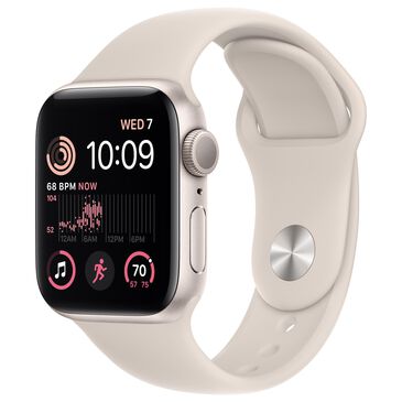 Apple Watch SE GPS 40mm Starlight Aluminum Case with Starlight Sport Band S/M and 2-Year AppleCare+, , large