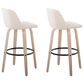 LumiSource Toriano Swivel Bar Stool with Cream Noise Fabric Upholstery in Whitewashed and Black (Set of 2), , large