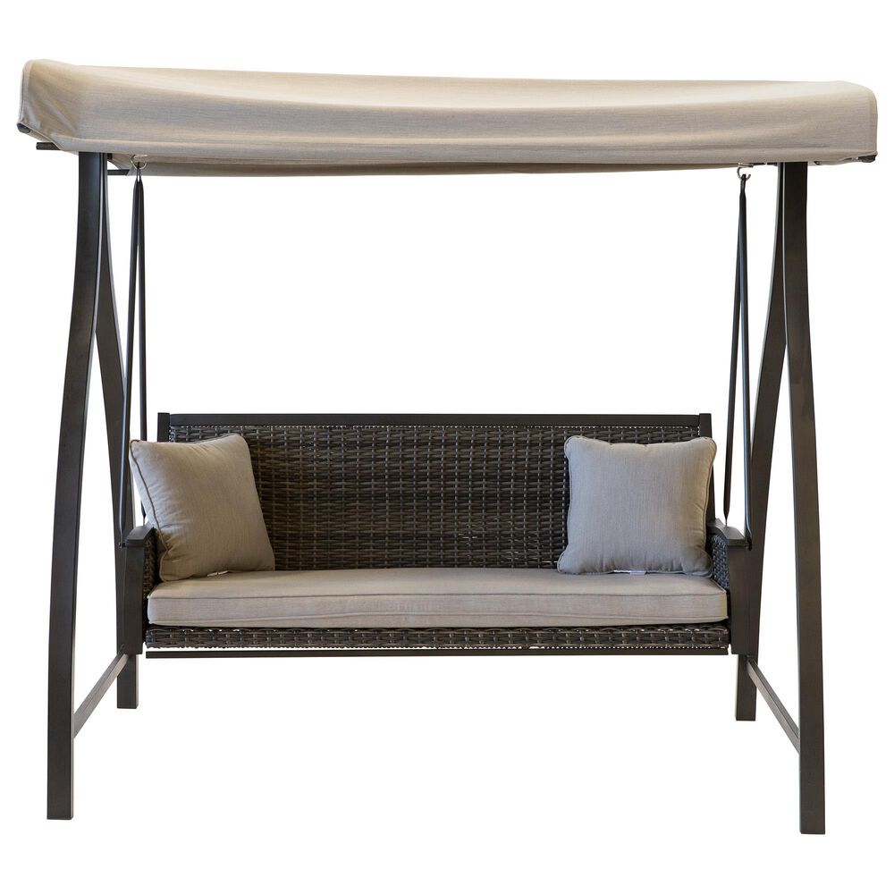 Clear Creek Collection Woven Swing W/canopy and Pillows in Remy Pebble , , large
