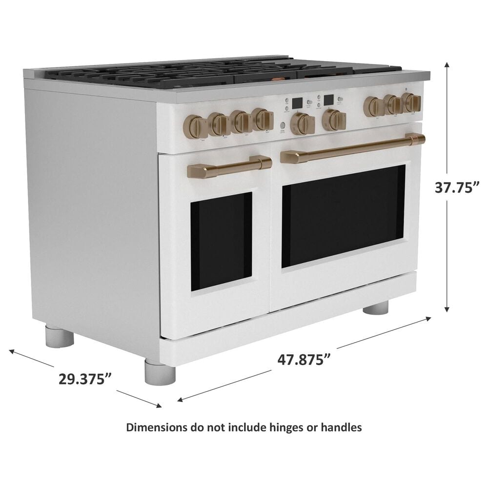 Cafe 8.25 Cu. Ft. Freestanding Dual Fuel Range with Double Oven in Matte White and Brushed Bronze, , large