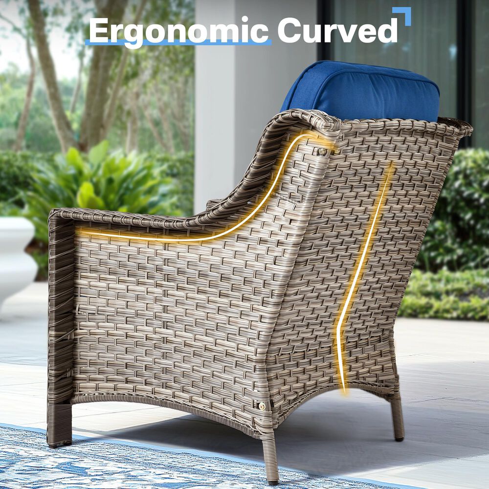 HOMLUX 6-Piece Patio Conversation Set with Coffee Table in Navy Blue, , large