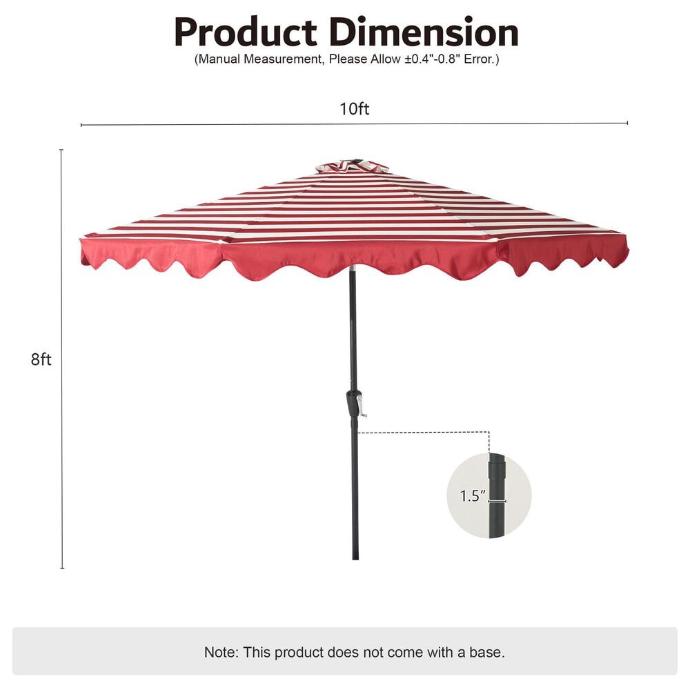 HOMLUX 10' Patio Umbrella with Adjustable Tilt and Scalloped Edge in Red, , large