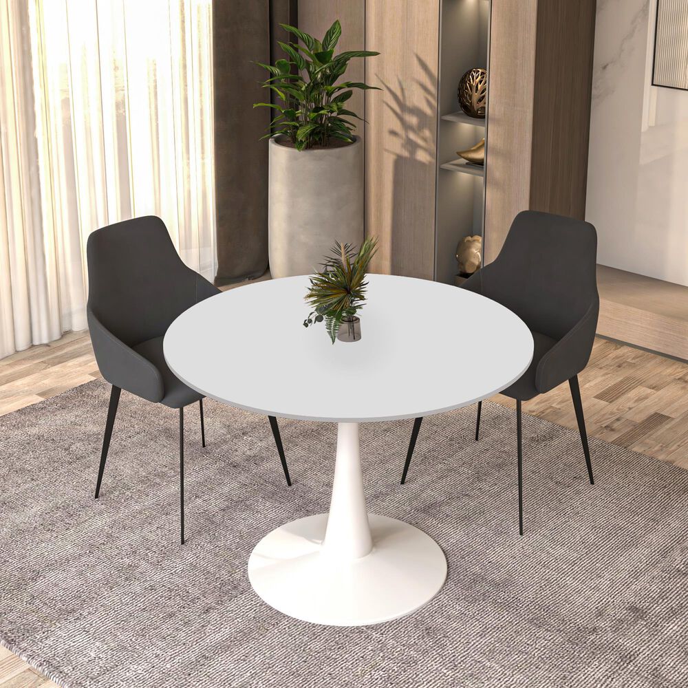 Leisuremod Bristol 40&quot; Round Dining Table with MDF Top in White - Table Only, , large