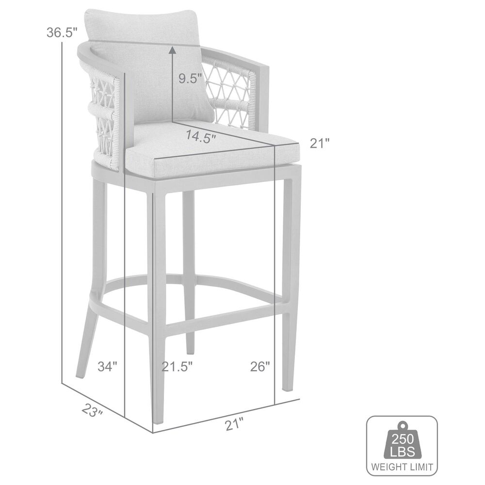 Armen Living Zella Patio Counter Height Bar Stool with Earl Gray Cushion in Gray, , large
