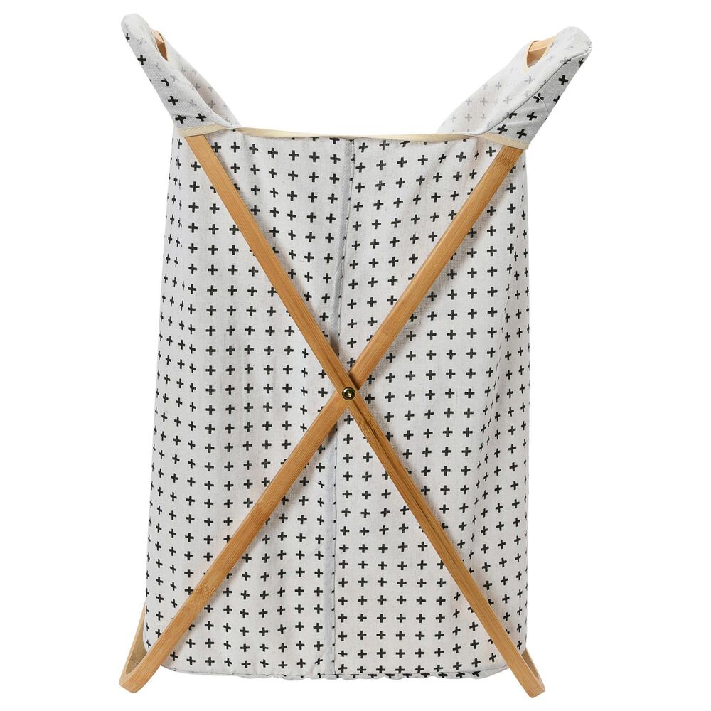 Household Essentials Hamper with Cross Pattern in Black and White, , large