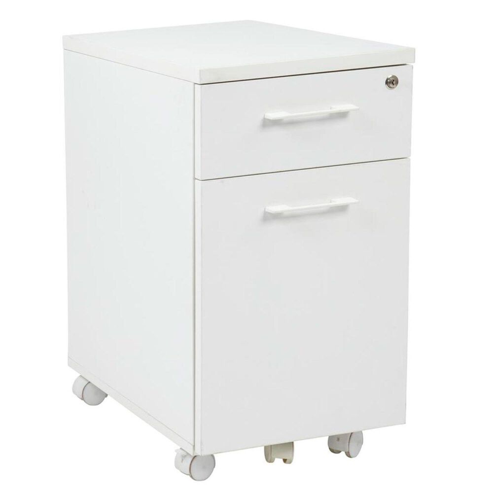 OSP Home Prado Mobile File in White with Hidden Drawer and Castors, , large
