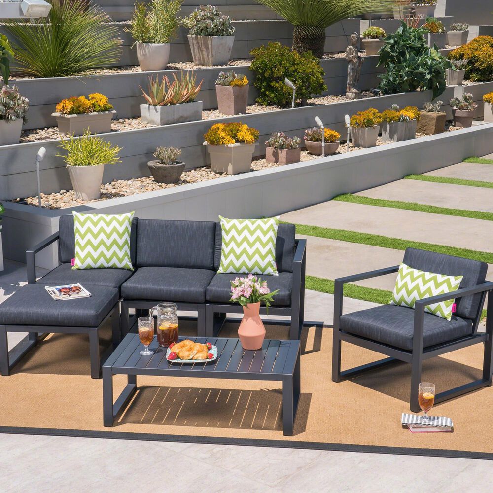 Noble House Navan 6Piece Patio Sofa Set in Black NFM