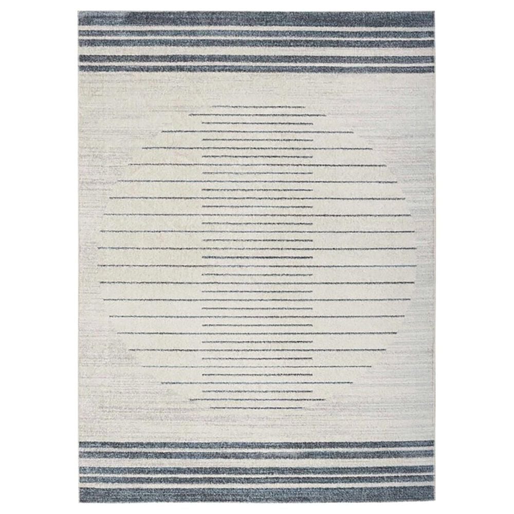 Nourison Astra Machine Washable ASW04 3"3" x 5" Ivory and Blue Area Rug, , large