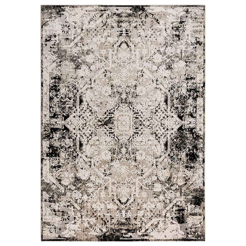 RIZZY Calabria Oriental 5"3" x 7"6" Neutral and Black Area Rug, , large