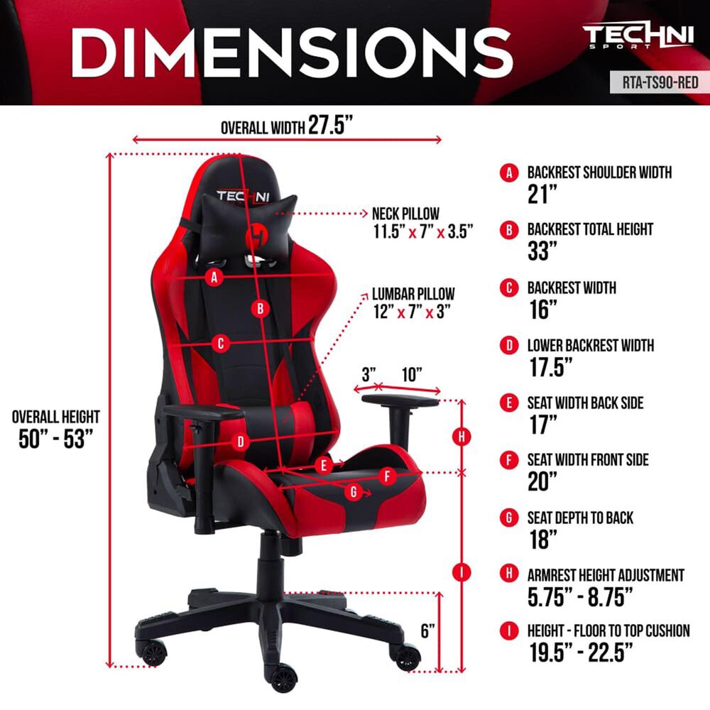 Techni Sport ProGamer2 Gaming Chair in Red and Black, , large