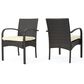 Hearth and Haven Cordoba Outdoor Dining Chair with Beige Cushions in Brown (Set of 2), , large
