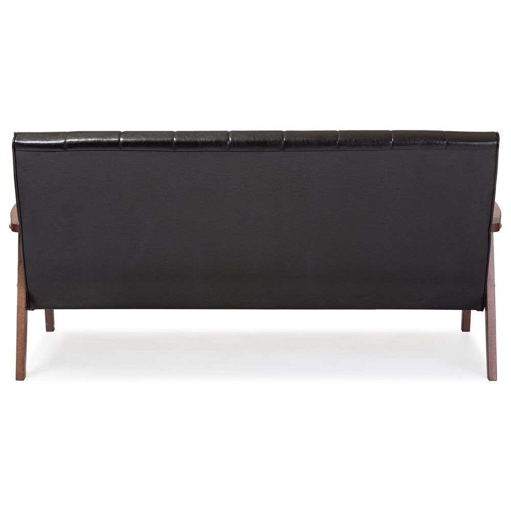 Baxton Studio Nikko Stationary Sofa in Black, , large
