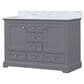 Lexora Home Dukes 48" Double Bathroom Vanity in Dark Grey with 2 cm White Carrara Marble Top and Rectangular Sinks, , large