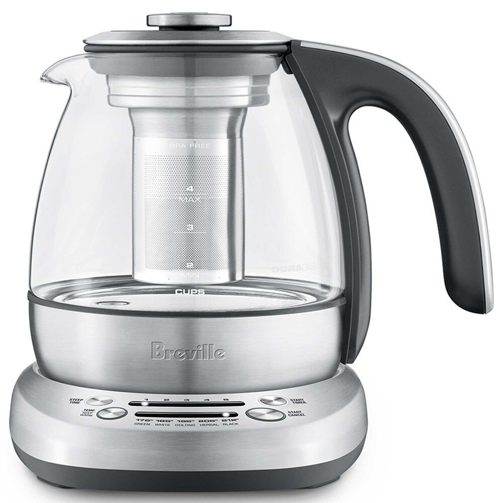 Breville 34 Oz Smart Tea Infuser Compact Electric Kettle in Brushed Stainless Steel and Clear, , large